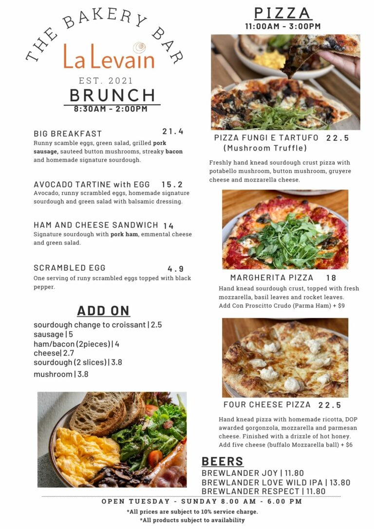 La Levain Pizza Menu